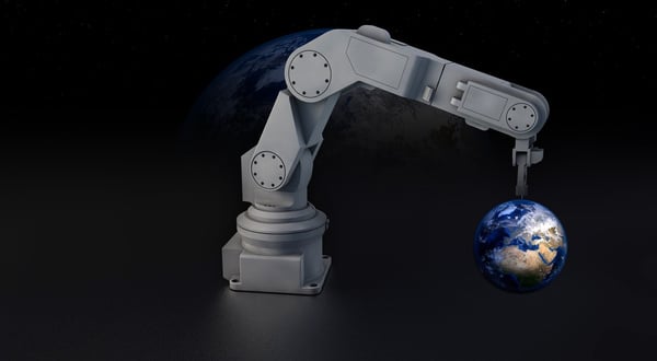 Render Of Robot Arm With Earth Figure